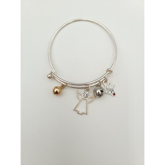 Christmas Holiday Expandable Charm Bracelet Angel Bells Reindeer - Picture 1 of 6